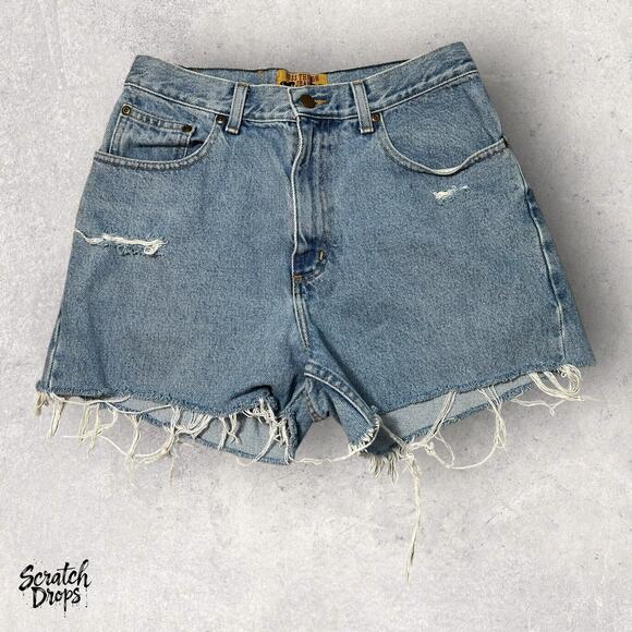 Vintage Ross Thomson Women's Retro Cutoff Shorts  High Waist Distressed Denim - Picture 1 of 3